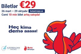 AZAL 10 000 aviabiletin 29 avroya satışını elan edir