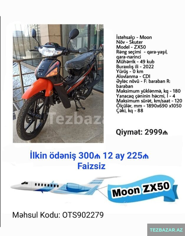 Moon zx50 Motosikletlər Faizsiz şərtlə 23