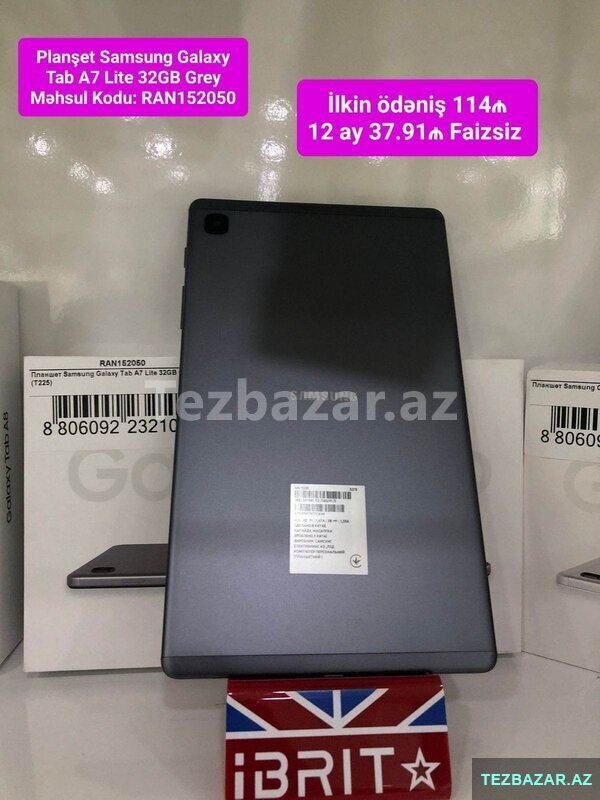 Faizsiz kreditlə Samsung Galaxy Tab A7 Lite 32gb Grey
