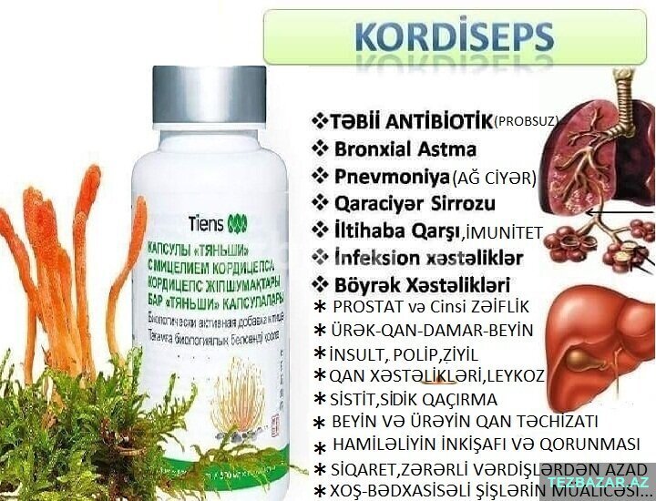 Kordiseps-Cinsi Zəiflk, şiş, böyrək, ürək, ağ-qara Ciyər, hepatit