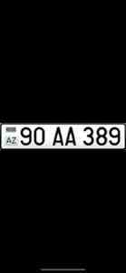 Avtomobil qeydiyyat nişanı -90- AA -389