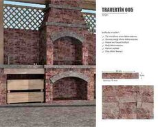 Travertin 005 təbii fasad daşı