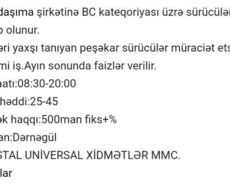 sürücü tələb olunur