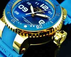 Qol saatı Invicta Pro Diver Scuba Blue Dial Blue Silicone Gold Tone Date Watch