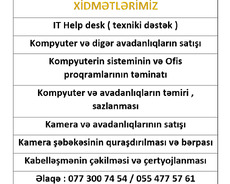 Xidmətlərimiz It Help desk ( texniki dəstək ) kompüter və d