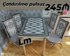 Masa (şüşə) + 4 stul