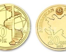 2021 ci il buraxılışlı gerbli 20 və 50 qəpiklər satilir