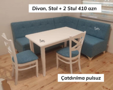 диван-стол и 2 стула для кухни