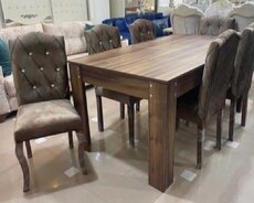 Mebel Evi. Eylül Mobilya. Masa və 6 oturacaq