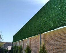 Зеленый забор и искусственные декоративные покрытия