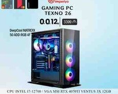 Gaming Pc TEXNO 26  INTEL I7-12700 , RTX 4070TI VENTUS 3X 12GB