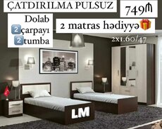 Çarpayi, dolab, 2 tumba və matras desst