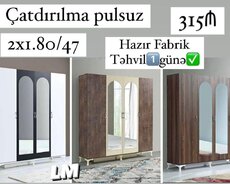 Qarderob, paltar dolabı, Yeni, 4 qapılı, Açılan, Düz dolab, Azərbaycan