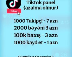 Tiktok takipçi xidməti