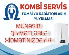 Kombi təmiri esenjorların və radiatorların yuyulması