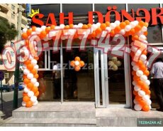 Helium və adi şarlarla bəzədilm