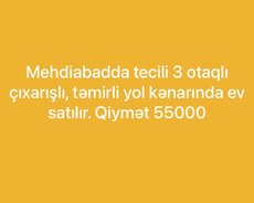 Mehtiabat qəsəbəsi təmirli 3 otaqli ev