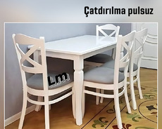 Mətbəx üçün masa + 4 stul dest