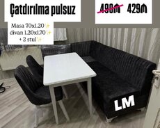 Divan + Masa + 2 Stul