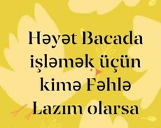 Həyət Bacada işləmək üçün kimə Fəhlə Lazım olarsa