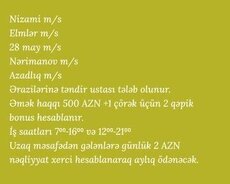 Təndirçi tələb olunur
