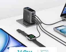 Anker displeyli 140w Gan 4 portlu Noutbuk adapter