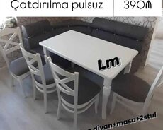 Metbex üçün masa + divan destleri