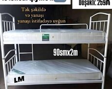 İkimərtəbəli çarpayı + 2 matrasli