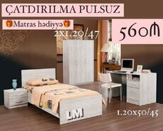 Çarpayi + Dolab + Yazi masası + Tumba