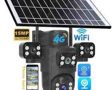 4G sim kartlı solar 360 FHD kamera 12MP, 4K+64GB
