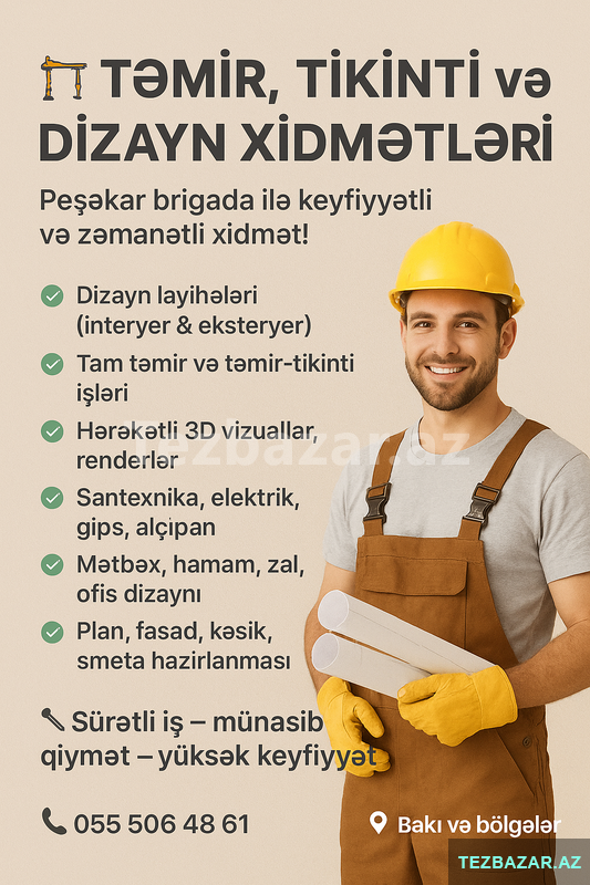 Təmir tikinti dizayn xidmətləri Təmir tikinti dizayn xidmətləri